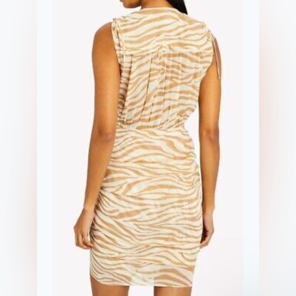 NWOT Veronica Beard Soheyla Ruched Tiger Print Silk Georgette Dress Size 10 - Picture 3 of 11